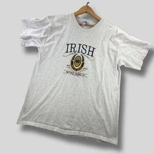 Norte Dame 80s/90s Vintage Fighting Irish T Shirt Midwest Embroidery USA Gray XL